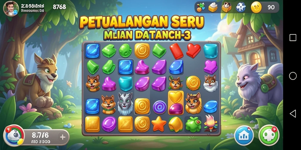 Tangkapan layar menampilkan momen seru dalam gameplay Match-3.