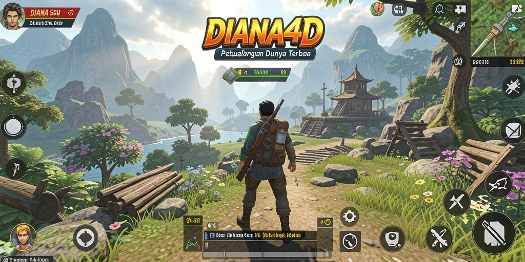 Tampilan gameplay DIANA4D dalam dunia terbuka yang penuh petualangan.