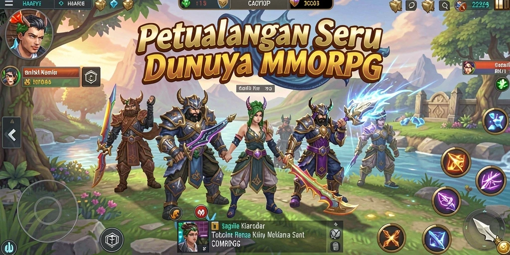 Screenshot gameplay HARAPJP yang menampilkan pertarungan seru dalam dunia MMORPG.