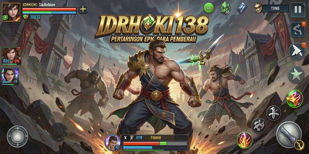 Tangkapan layar gameplay <strong>IDRHOKI138</strong> menunjukkan aksi pertarungan yang spektakuler.
