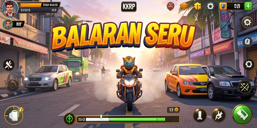 Tampilan gameplay KKRP yang mendebarkan di trek balap.