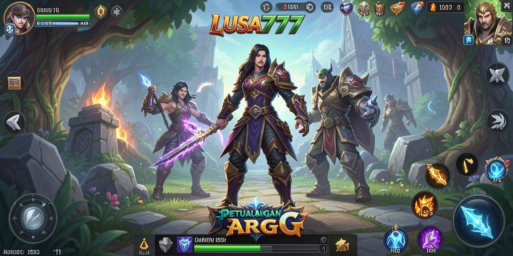 Screenshot gameplay LUSA777 yang menampilkan pertarungan epik dengan monster.