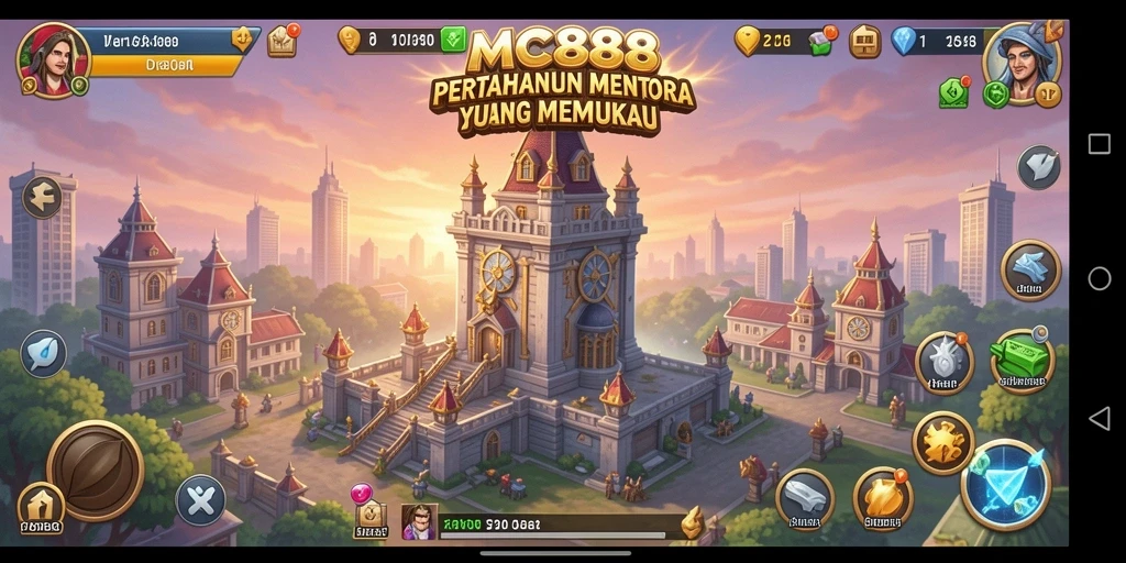 Screenshot gameplay MC888 menampilkan aksi menara pertahanan yang seru.