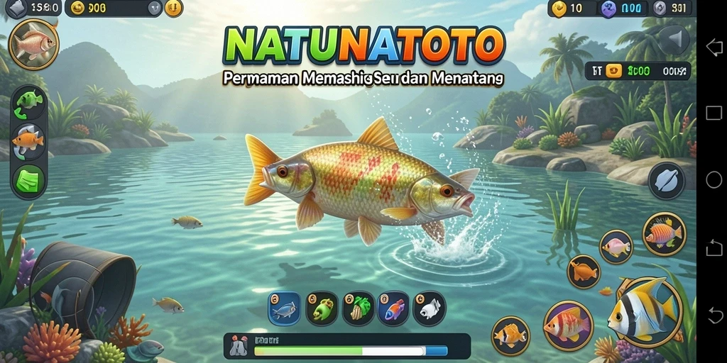 Tampilan gameplay <strong>NATUNATOTO</strong> yang menawan saat memancing di laut.