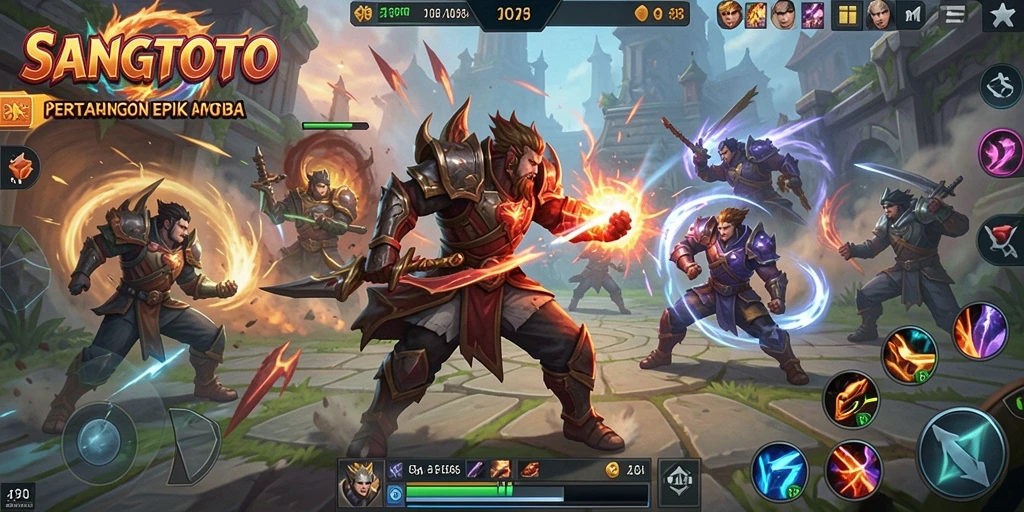 Tampilan gameplay SANGTOTO yang mendebarkan di arena MOBA.