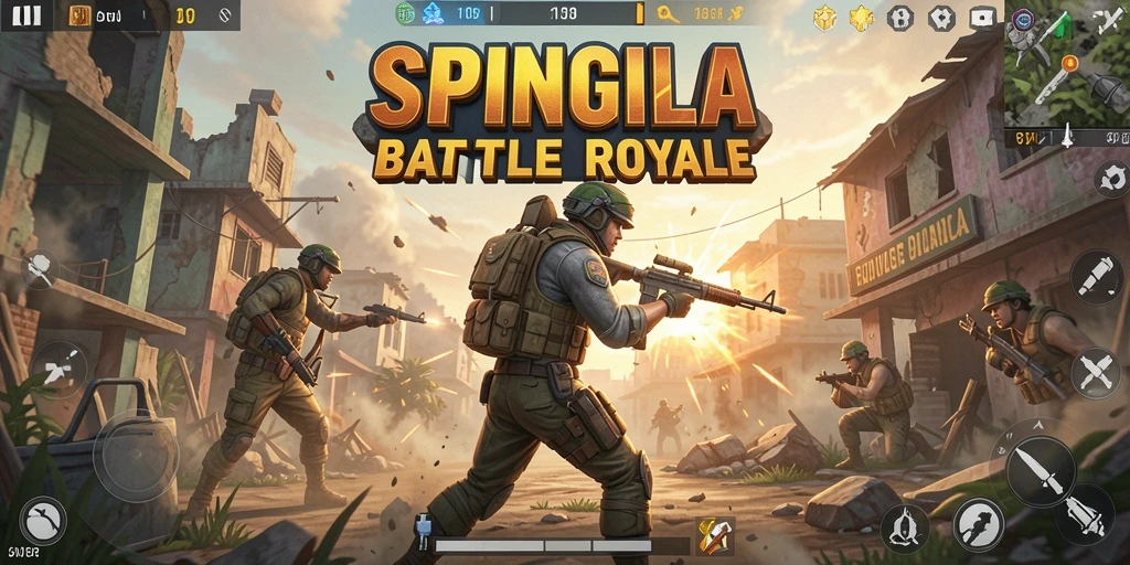 Tampilan seru gameplay <strong>SPINGILA</strong> dalam pertempuran Battle Royale.